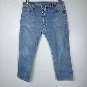 Levi's USA Made 90s Jeans 501 Mens 38x30 Button Fly Light Wash Denim USA